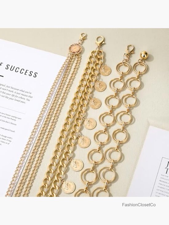 3Pcs Multilayer Layered Waist Chains for Women Dress Hip Chain Belt with main image 7